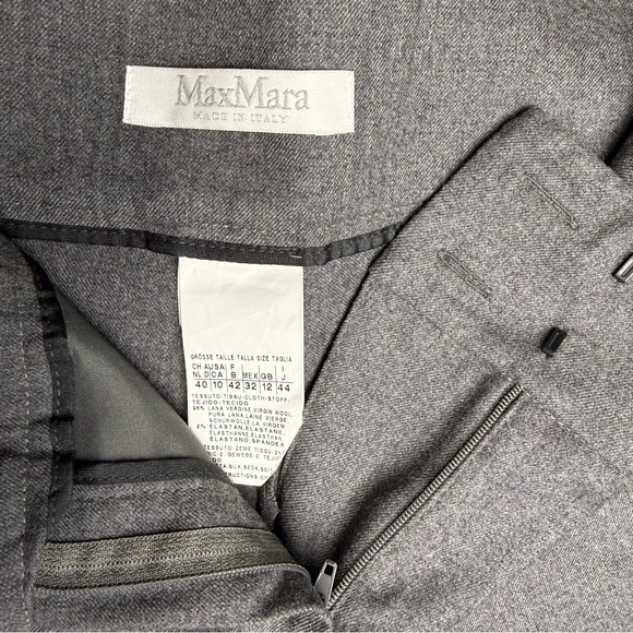 MaxMara Made in Italy Wool Blend Tapered Tuxedo Trousers, Pants, Grey, Wmn’s 10 - Picture 11 of 12